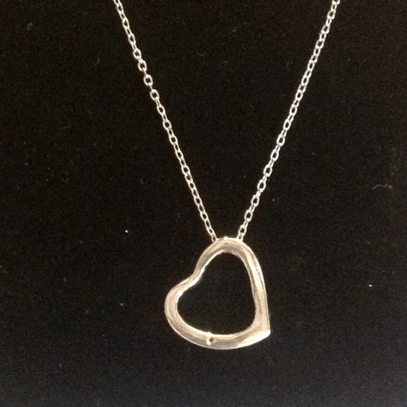 Sterling Silver Slide Heart Pendant & Chain 925 - Picture 2 of 8